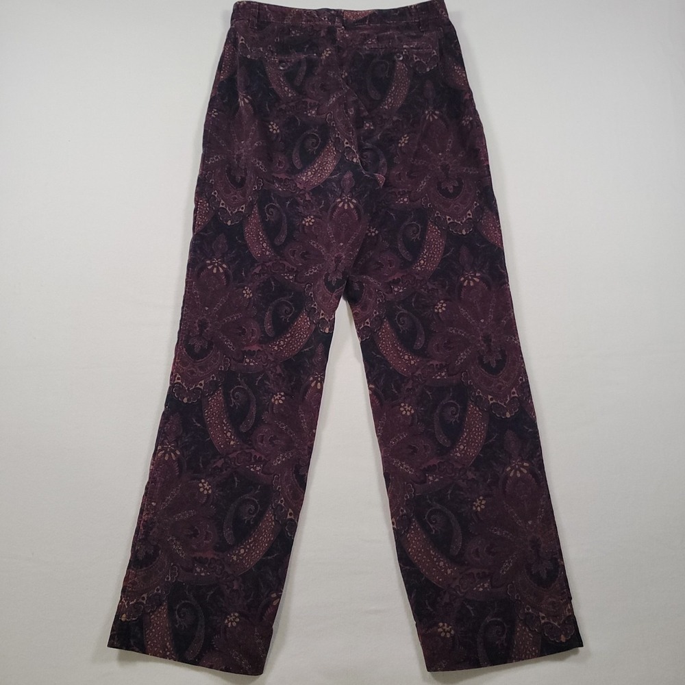 St Johns Bay Women Sueded Pants Size‎ 8 Paisley Print Purple Straight Leg - Picture 9 of 11